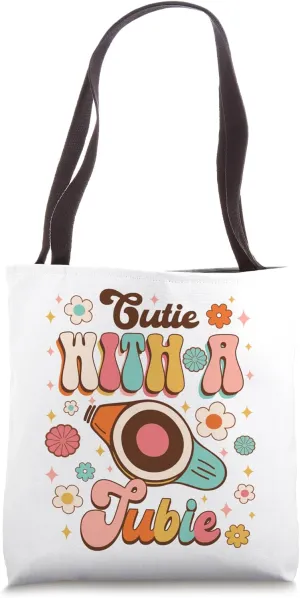Cutie With A Tubie Groovy Tubie Mom Tube Feeding G-Button Tote Bag