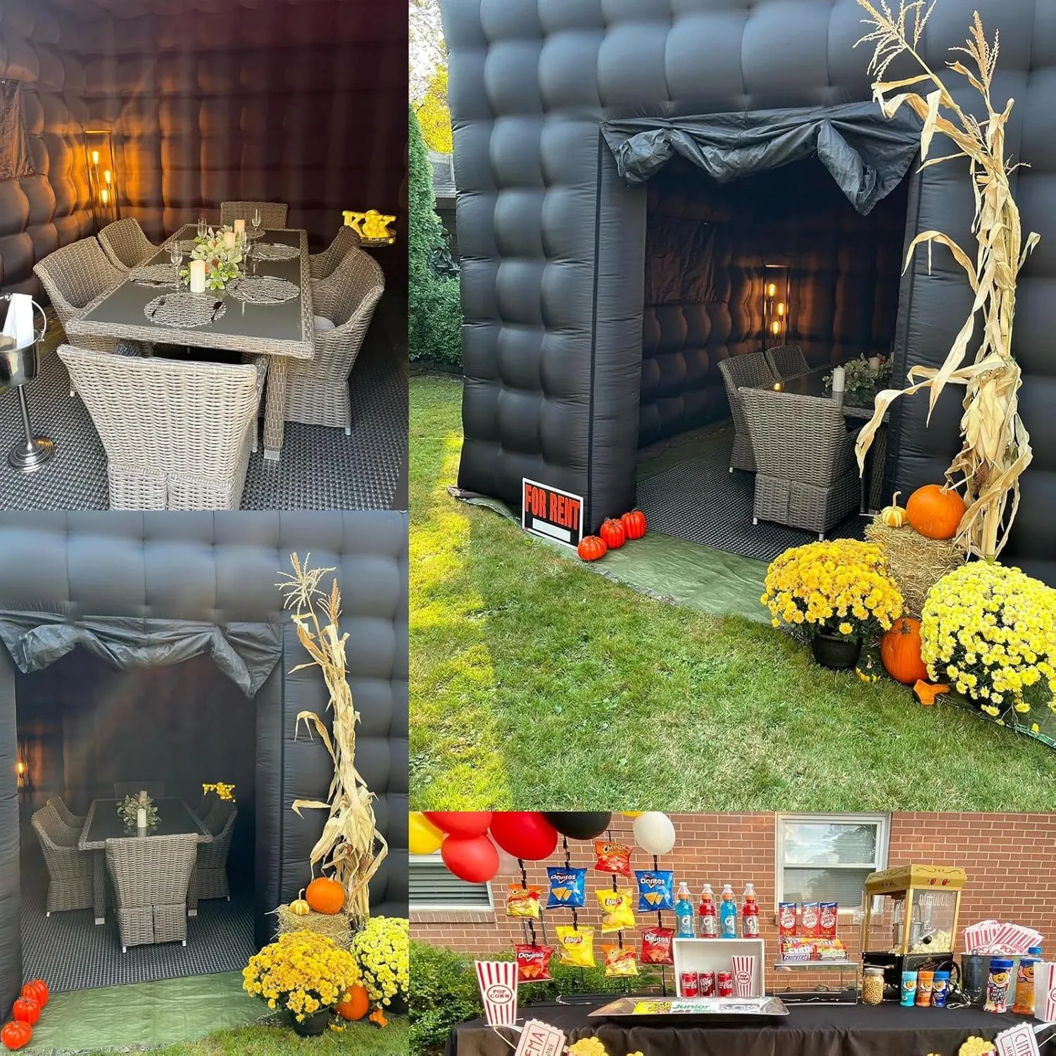 CZGBRO Inflatable Nightclub, Portable Air Cube Tent, Inflatable Night Club Square Gazebo Event Room Tent House for Event Exhibition Wedding Business/Private Use(Black, 30 * 16.5 * 14FT)