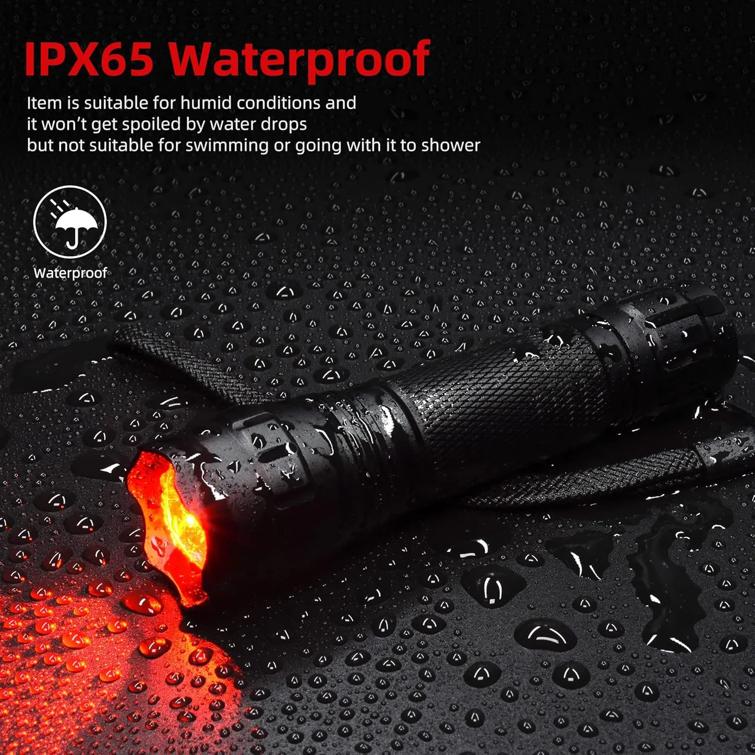 DARKBEAM Red Light Flashlight Tactical LED USB Rechargeable Zoom Flood/Spot Light Kit, Portable Mini Redlight for Night Hunting, Observation, Fishing, Astronomy, Stargazin, Rescue, with Clip