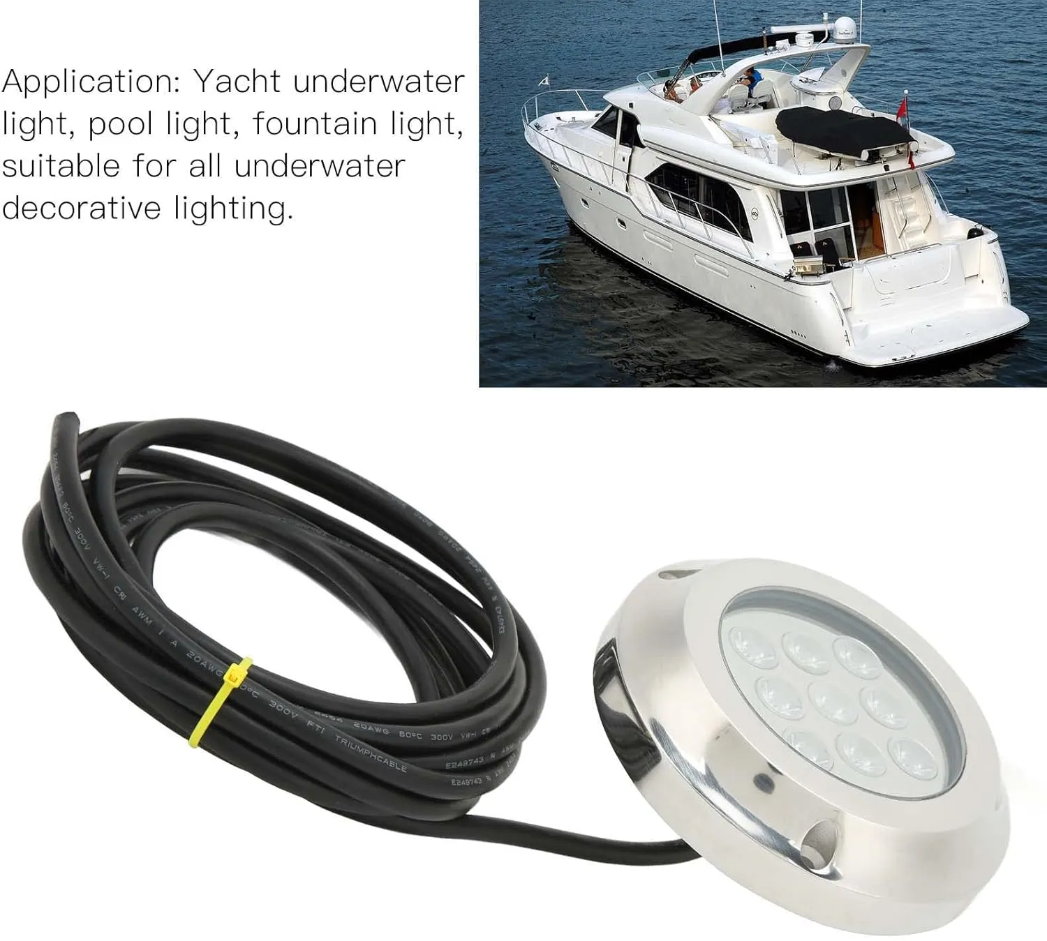 DC 12V‑24V Marine Underwater Light, Marine Dome Lighting, Yacht Underwater Light Tempered Glass IP68 Waterproof for Swimming Pool Marine Yacht Accessories (RGB)