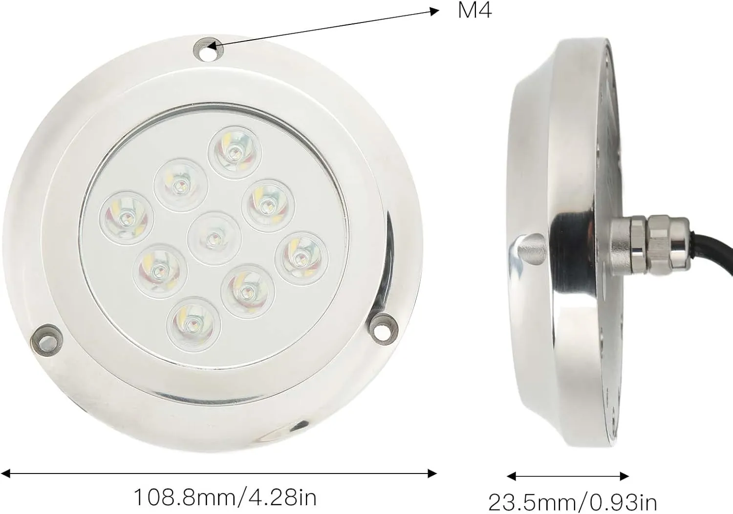 DC 12V‑24V Marine Underwater Light, Marine Dome Lighting, Yacht Underwater Light Tempered Glass IP68 Waterproof for Swimming Pool Marine Yacht Accessories (RGB)