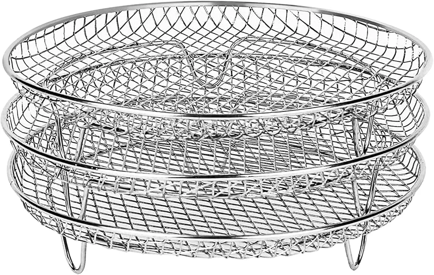 Dehydrator Stand 3 Layer Round Dehydrator Rack for Ninja Air Fryer, Stainless Steel Air Fryer Rack Ninja Foodi Pressure Cooker and Air Fryer 4.2QT-6.8QT Silver B
