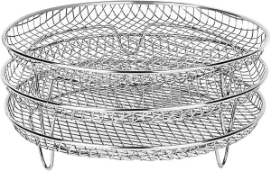 Dehydrator Stand 3 Layer Round Dehydrator Rack for Ninja Air Fryer, Stainless Steel Air Fryer Rack Ninja Foodi Pressure Cooker and Air Fryer 4.2QT-6.8QT Silver B