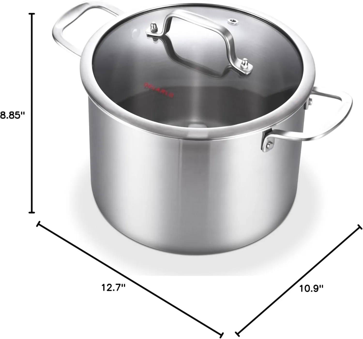 DELARLO Tri-Ply Stainless Steel Stock Pot, All Stove Compatible Up to 600℉ Soup Pot, 8 Quart Pot with Lid,18/10 Stainless Steel Stockpot with Lids, Large Stainless Steel Induction Pot for Cooking