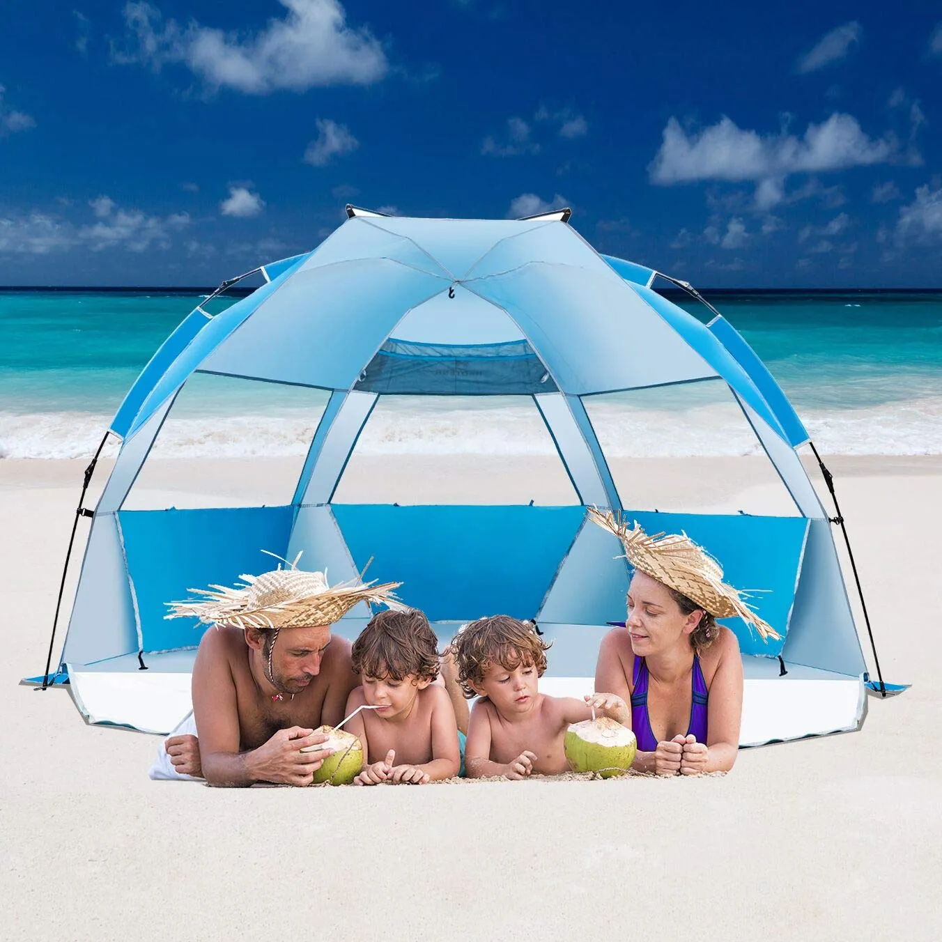 Deluxe Large Beach Tent for 4 Person, Blue