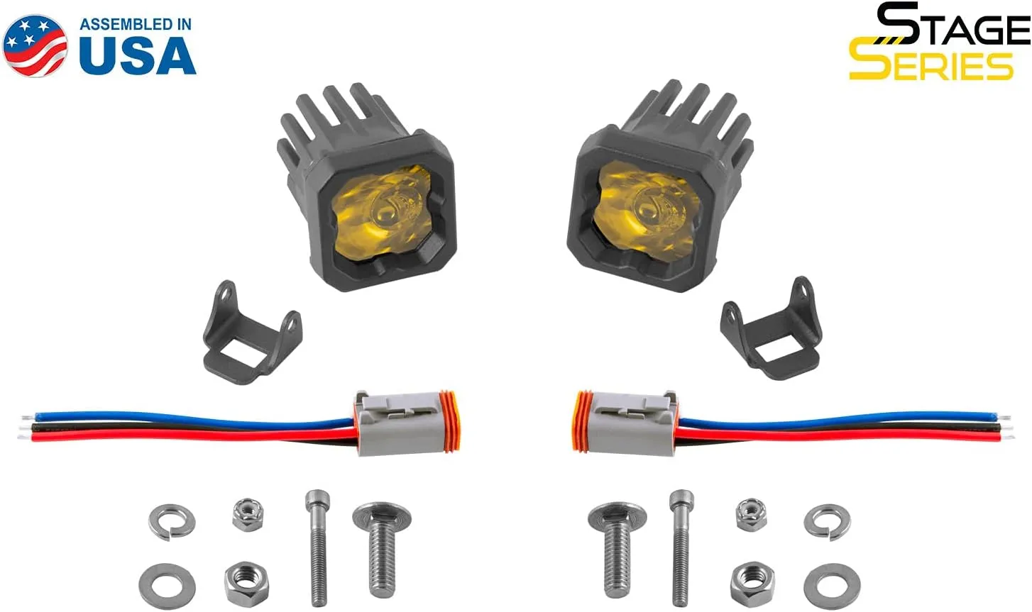 Diode Dynamics SSC1 Yellow Sport Standard LED Pod (pair), Wide w/Amber Backlight