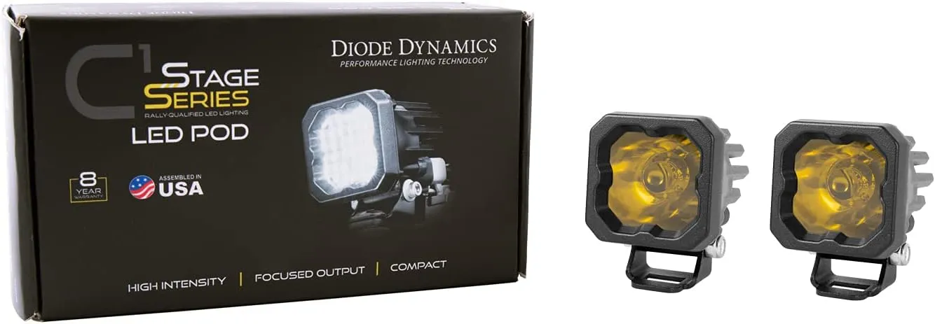 Diode Dynamics SSC1 Yellow Sport Standard LED Pod (pair), Wide w/Amber Backlight
