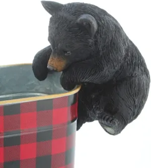 Distinctive Designs Black Bear Pot Hanger - Black Bear Decor for Cabin, Mountain, Forest Decor for Home- Camping Decor for Home - Planter Accessory
