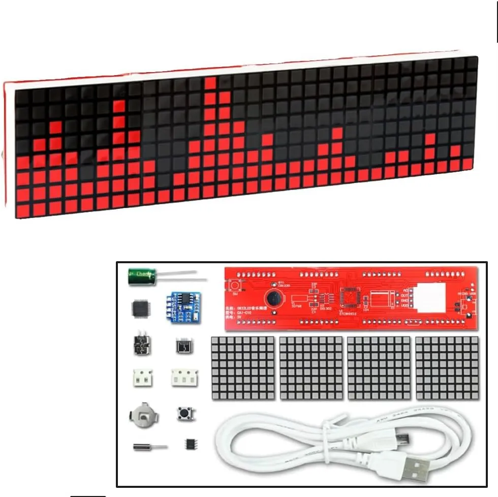 DIY Electronic Soldering kit dot Matrix Clock LED Music Spectrum Effects Pick up Rhythm Light Display SMD Soldering Project