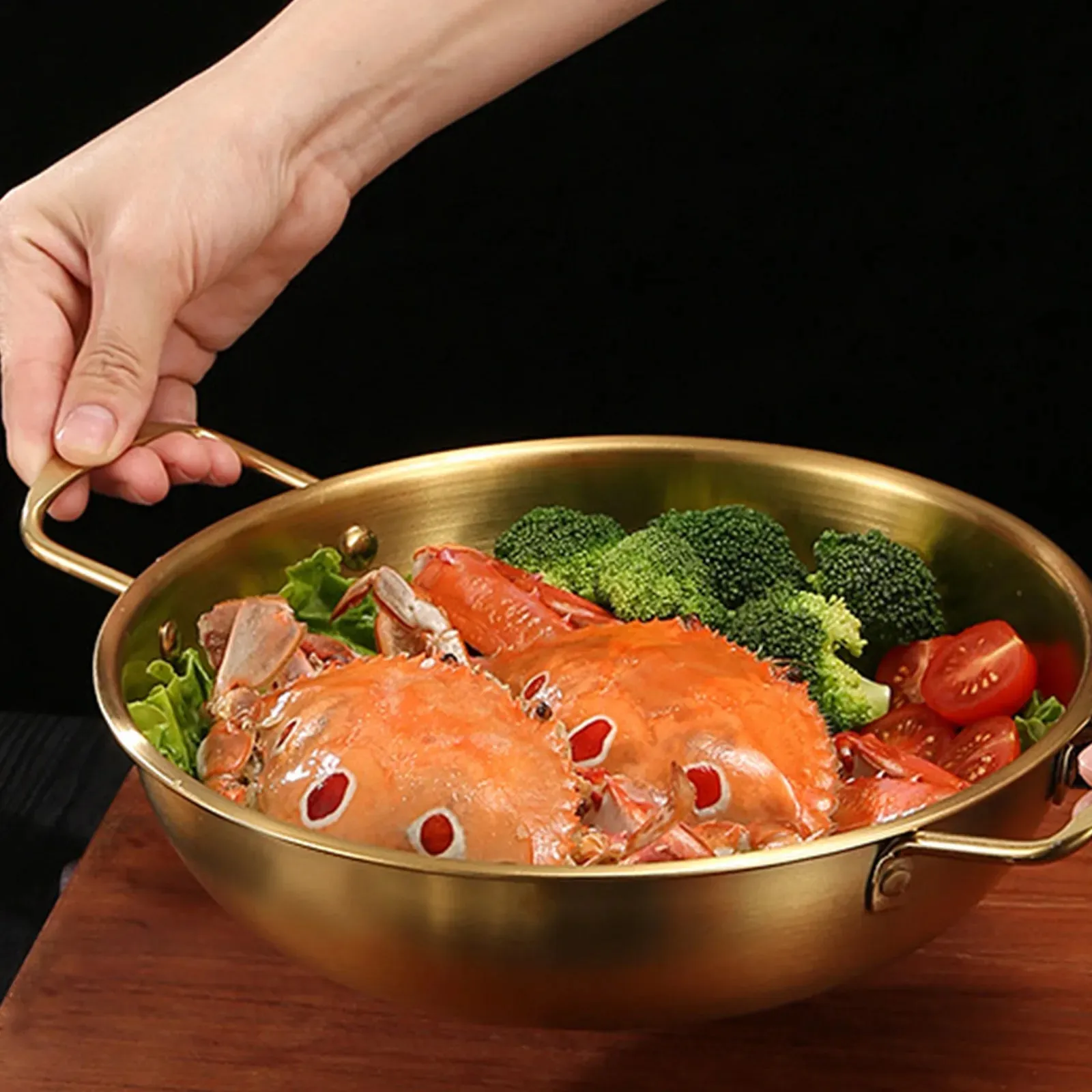 Double-Ear Stainless Steel Seafood Pot