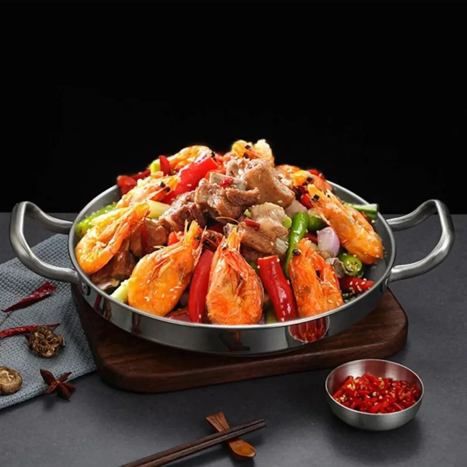 Double-Ear Stainless Steel Seafood Pot