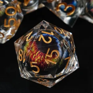 Dragon Eye DND Dice Resin Liquid Core Polyhedral RPG D&d Dice Set with Gift Box, Dungeons and Dragons Dice for Role Playing Table Game D20 D12 D10 D8 D6 D4 D%