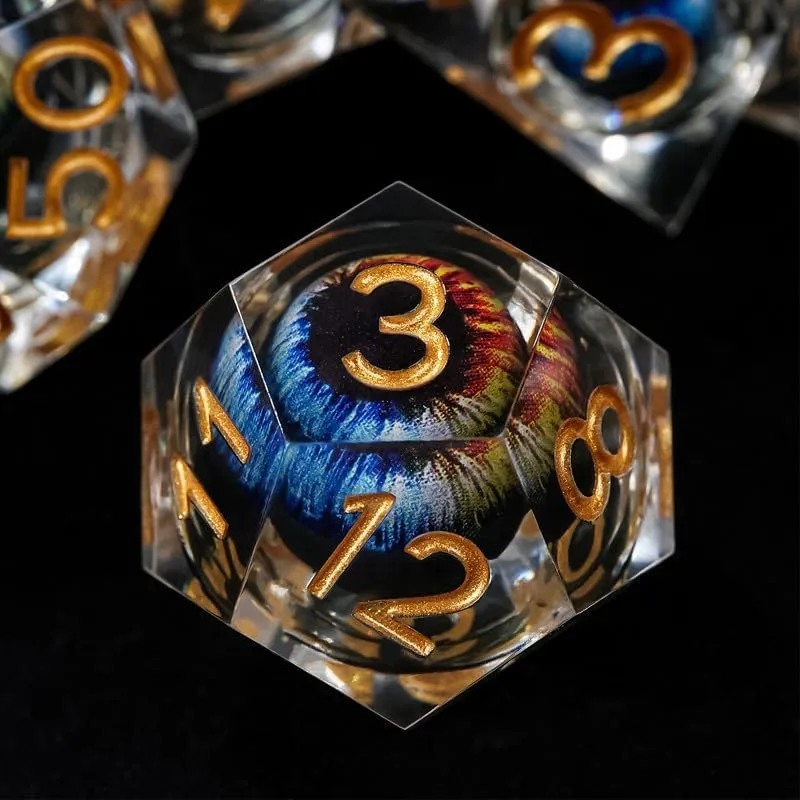 Dragon Eye DND Dice Resin Liquid Core Polyhedral RPG D&d Dice Set with Gift Box, Dungeons and Dragons Dice for Role Playing Table Game D20 D12 D10 D8 D6 D4 D%