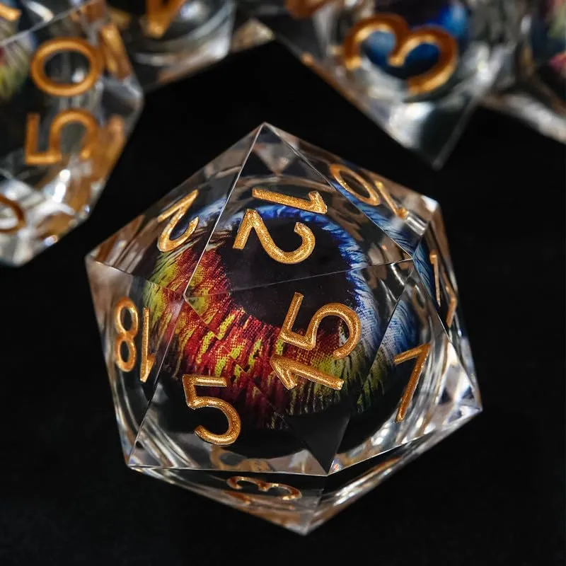 Dragon Eye DND Dice Resin Liquid Core Polyhedral RPG D&d Dice Set with Gift Box, Dungeons and Dragons Dice for Role Playing Table Game D20 D12 D10 D8 D6 D4 D%