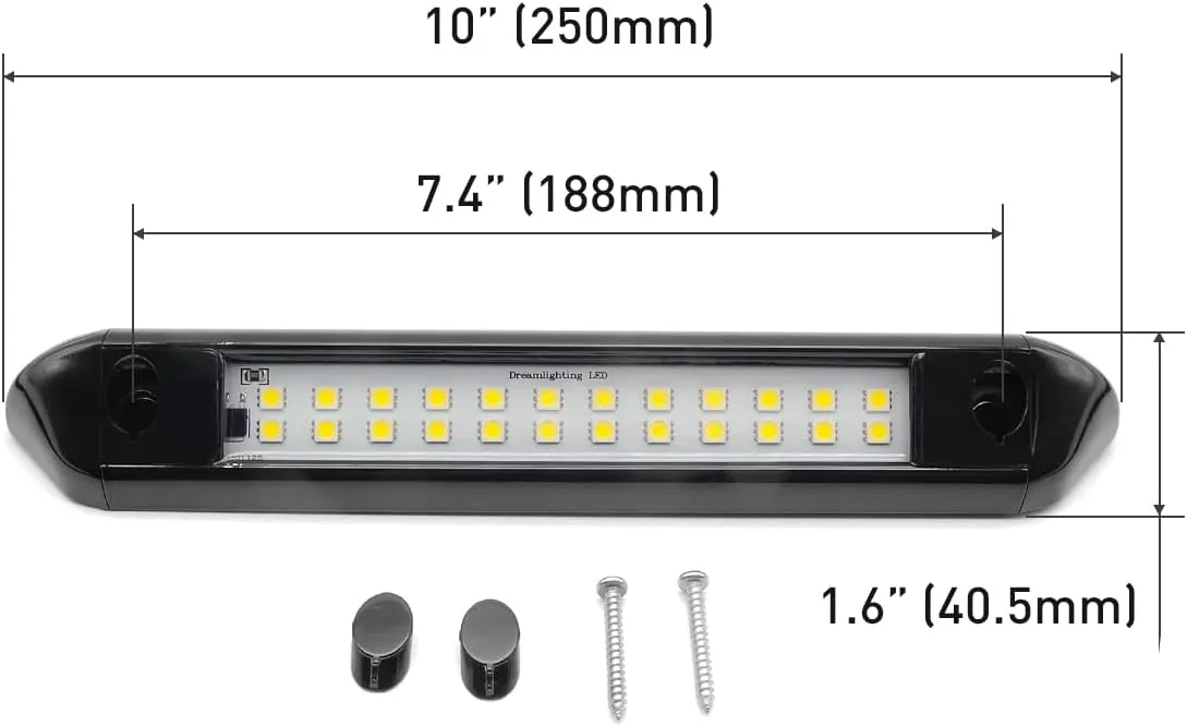 Dream lighting 12V RV Exterior LED Porch Utility Awning Light for Camper Trailer Boat 350LM Cool White 9.84inch