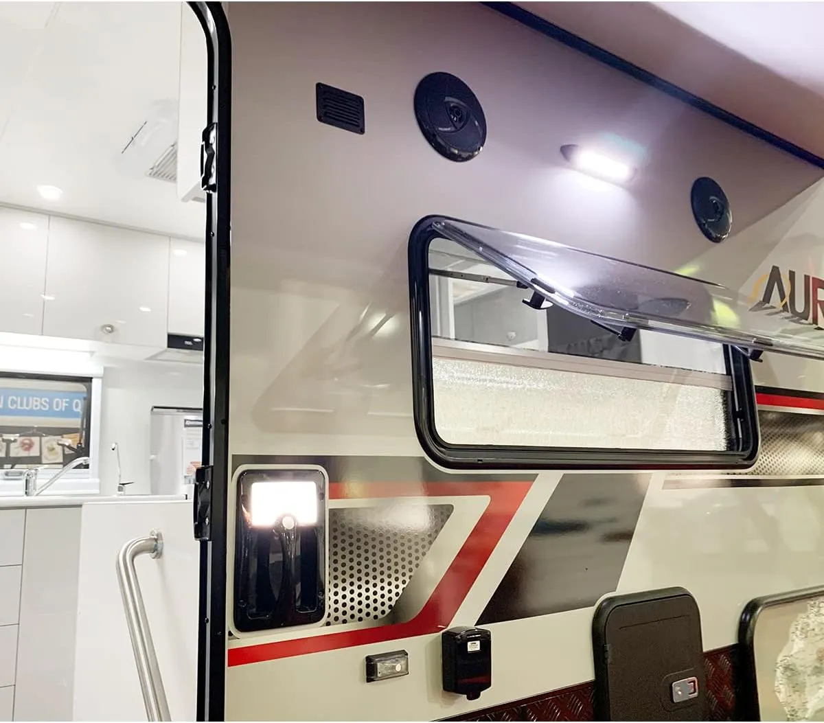 Dream lighting 12V RV Exterior LED Porch Utility Awning Light for Camper Trailer Boat 350LM Cool White 9.84inch