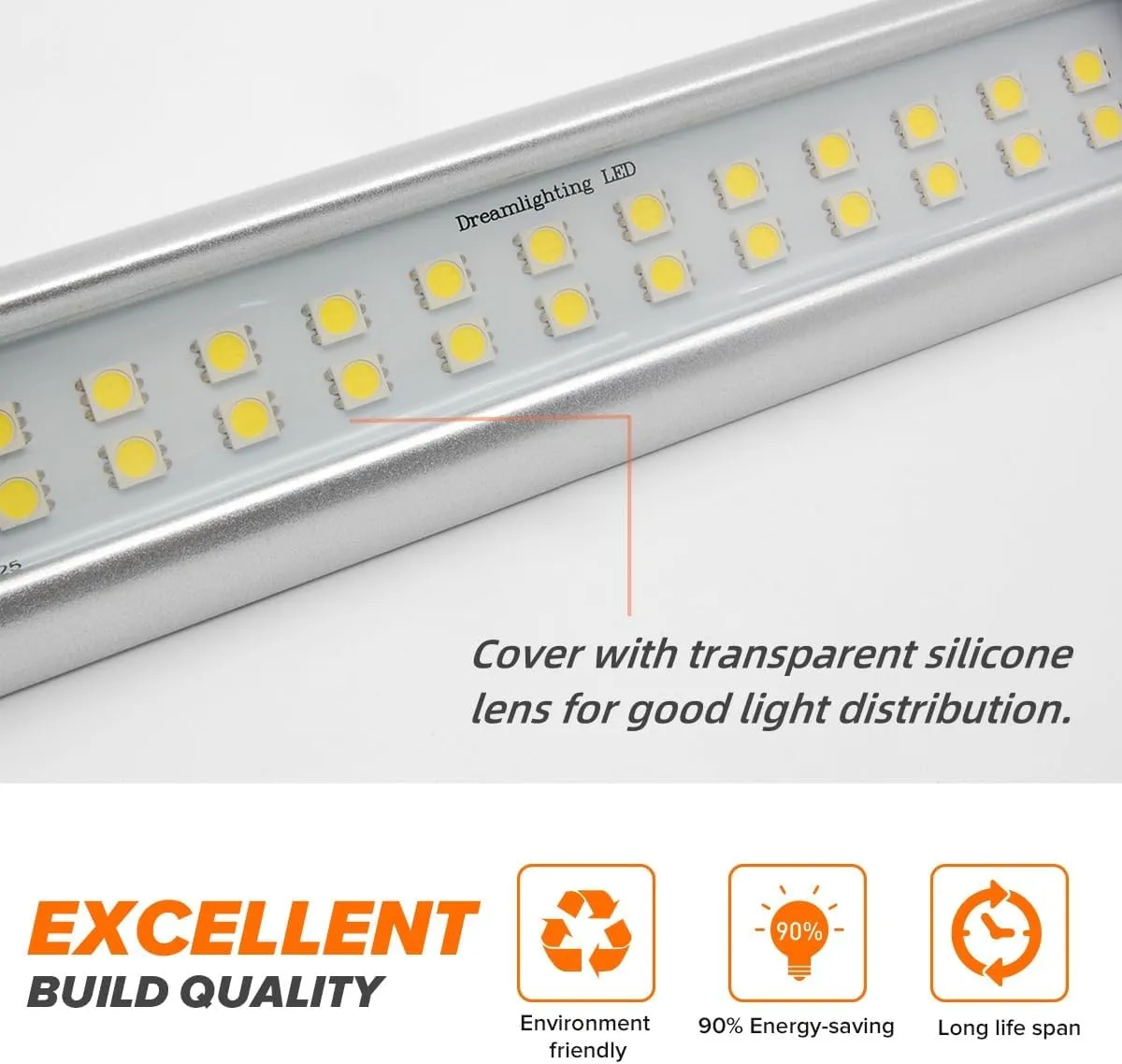 Dream lighting RV Exterior Light Fixture LED Waterproof Porch Awning Light 12V Camping Light Strip 10inch Cool White, Silver Shell