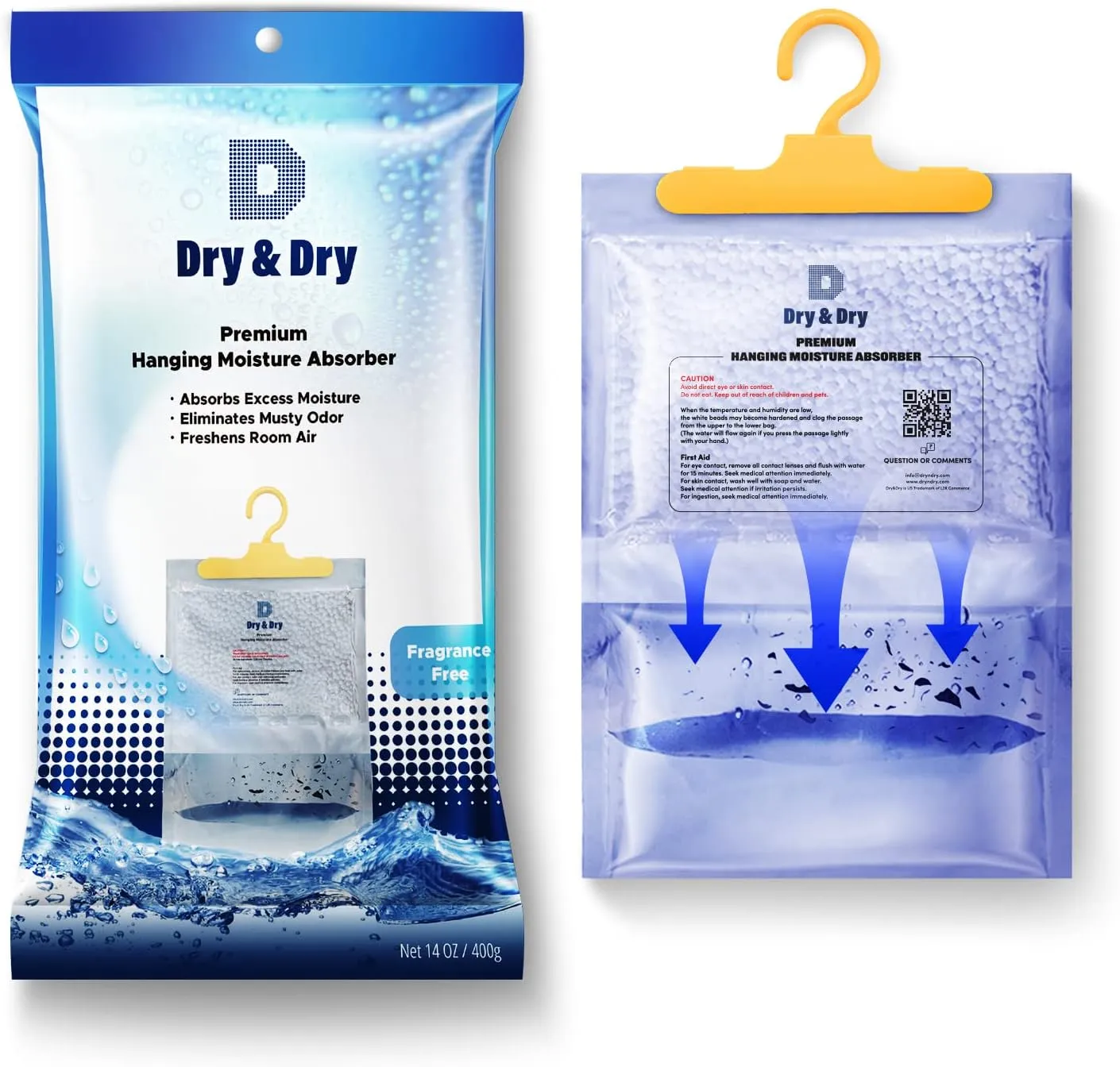 Dry & Dry 9 Packs [Net 14 Oz/Pack] Moisture Absorbers for Home, Basement & Bedroom - Small Dehumidifiers