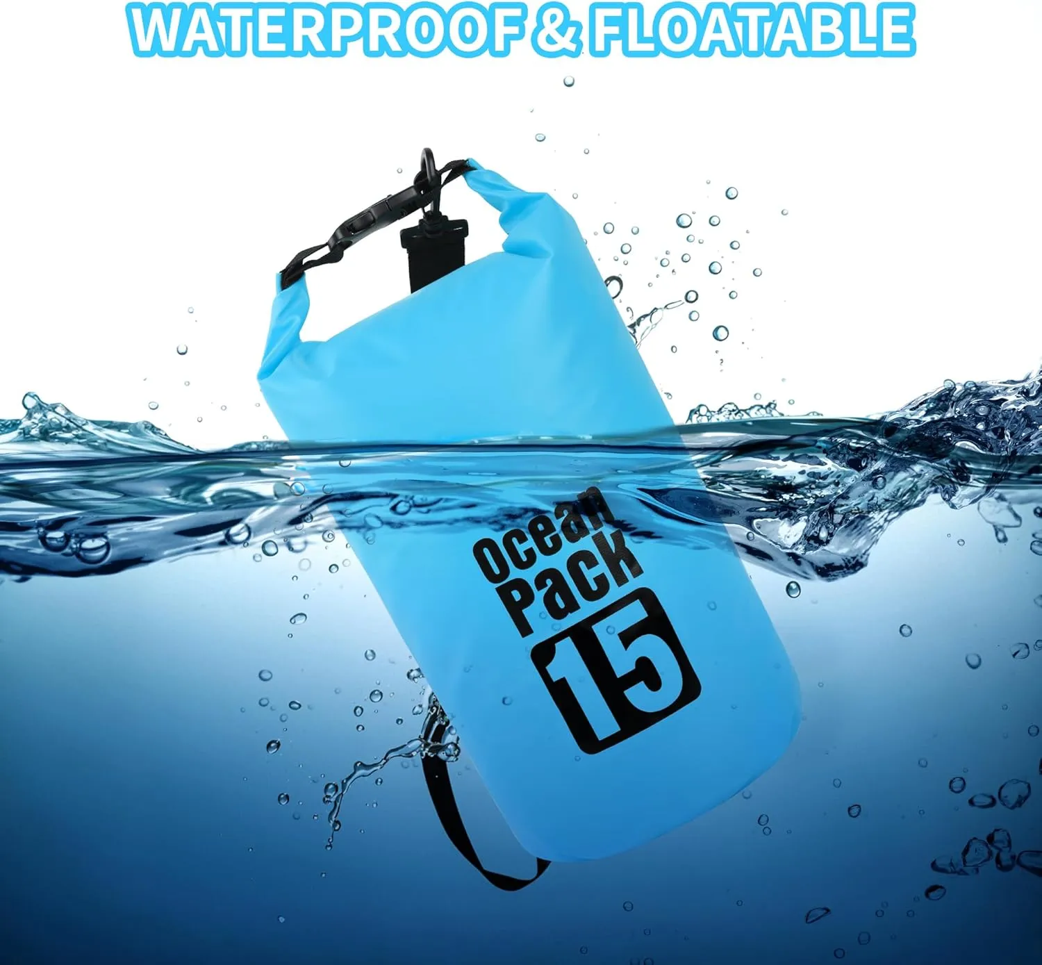Dry Bag Waterproof for Women Men,20L Rolled Lightweight Dry Storage Bag Backpack with Phone Case for Travel,Swimming,Boating, Kayaking,Camping & Beach,Lake Blue