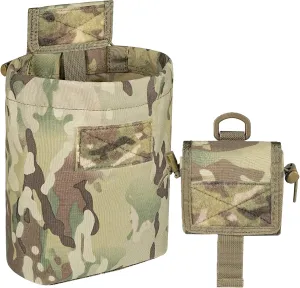 Dump Pouch fo Belt with 2 Removable MOLLE Straps, Foldable Roll-Up Drawstring Recovery Mag Magazine Ammo Tool Bag for Hunting Shooting Paintball