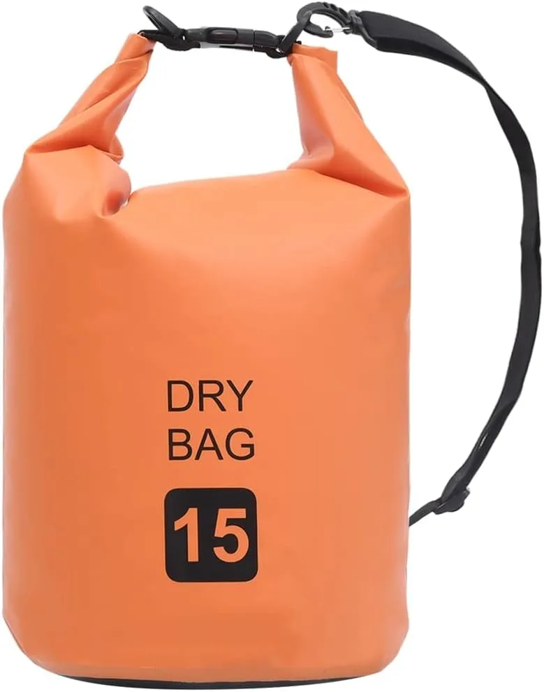 Durable and Lightweight Waterproof Dry Bag for Outdoor Adventures, 4 Gallon Capacity, Adjustable Straps, Orange and Black
