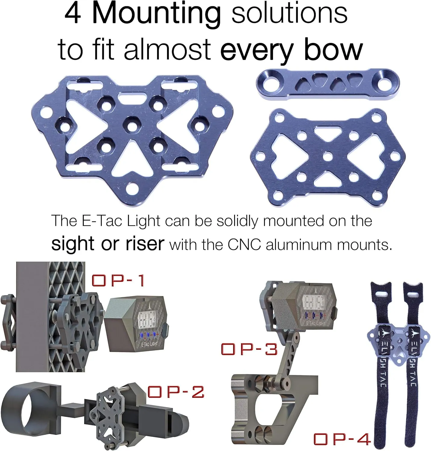 E-Tac Light Compound Bow Sight Light 3/8-32 15 Level Rechargeable Li-ion BT Sensor Auto On/Off NO ADAPTERS