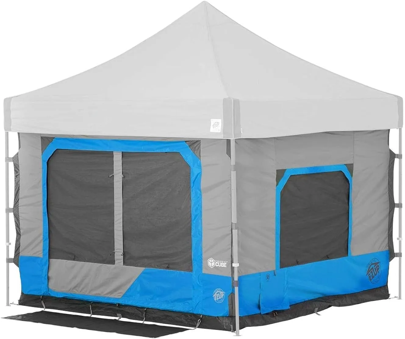 E-Z UP 10' x 10' Pyramid Shelter Bundle with Camping Cube 6.4 Tent Add-On, Roller Bag & Spike Set