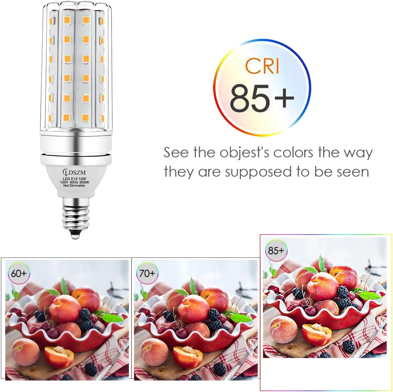 E12 LED Bulbs 12W Candelabra led Light Bulb,100 Watt Equivalent 1200lm Warm White 3000K E12 Base LED Chandelier Light Bulbs Non-Dimmable LED Corn Bulbs, Pack of 6