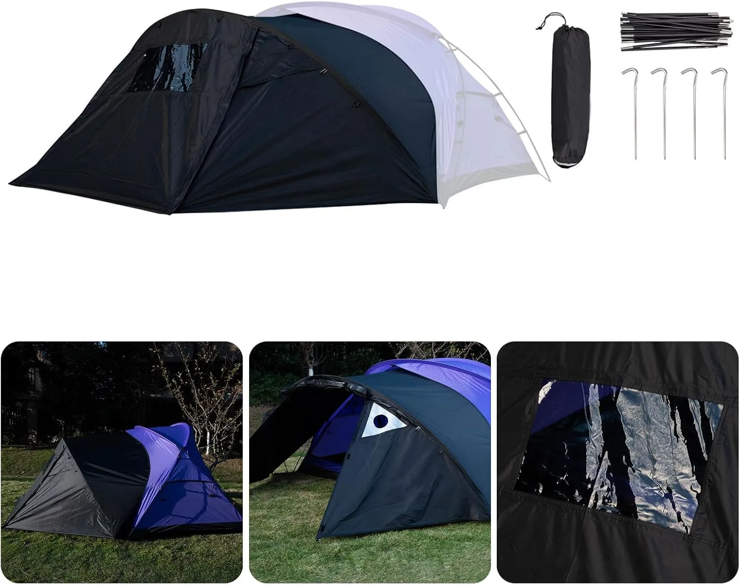 Easy to Setups Outdoor Camping Tent Extended Front for Family Camping Beach with Frame and Strong Ventilation