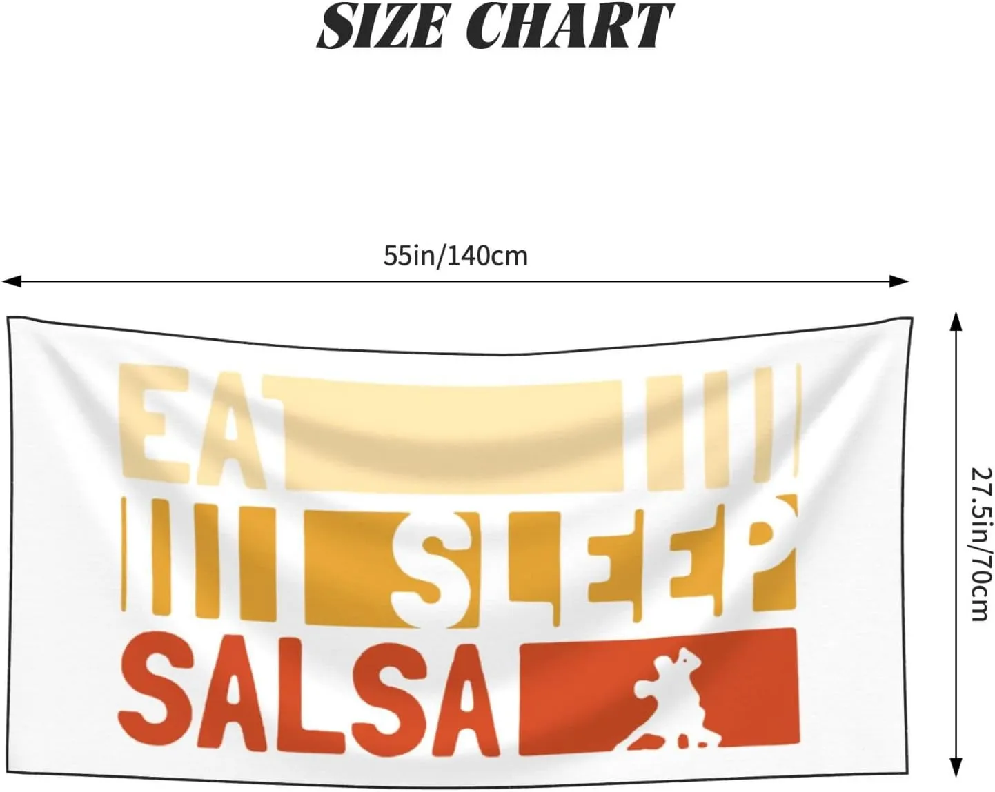 Eat Sleep Salsa Repeat Large Beach Towel 27.5x55 Inches - Ultra Soft & Quick Dry, Lightweight Sand Towel for Pool, Travel, Summer | Bath Towel for Adults & Family
