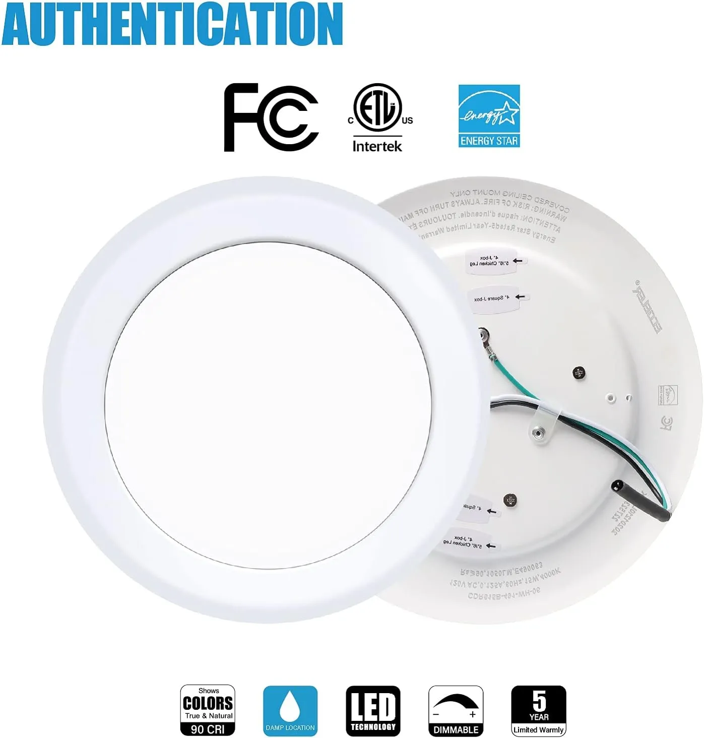 ECOELER 6inch LED Flush Mount Disc Light,16.5W Dimmablel Ceiling Lighting Fixture, 4000K Cool White 1000Lm, Low Profile Aluminum Trim Surface Mount Downlight, ETL & FCC Listed, 10 Pack