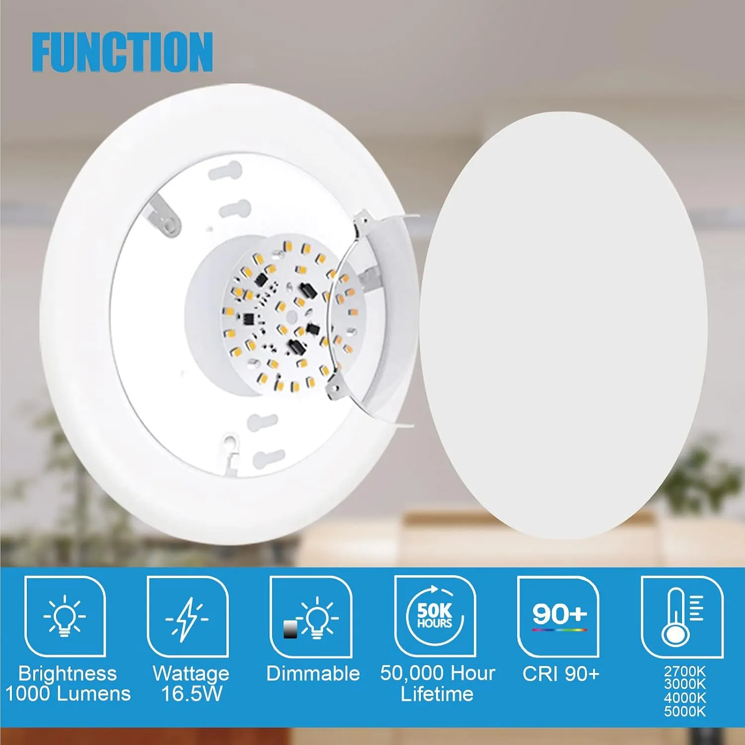 ECOELER 6inch LED Flush Mount Disc Light,16.5W Dimmablel Ceiling Lighting Fixture, 4000K Cool White 1000Lm, Low Profile Aluminum Trim Surface Mount Downlight, ETL & FCC Listed, 10 Pack