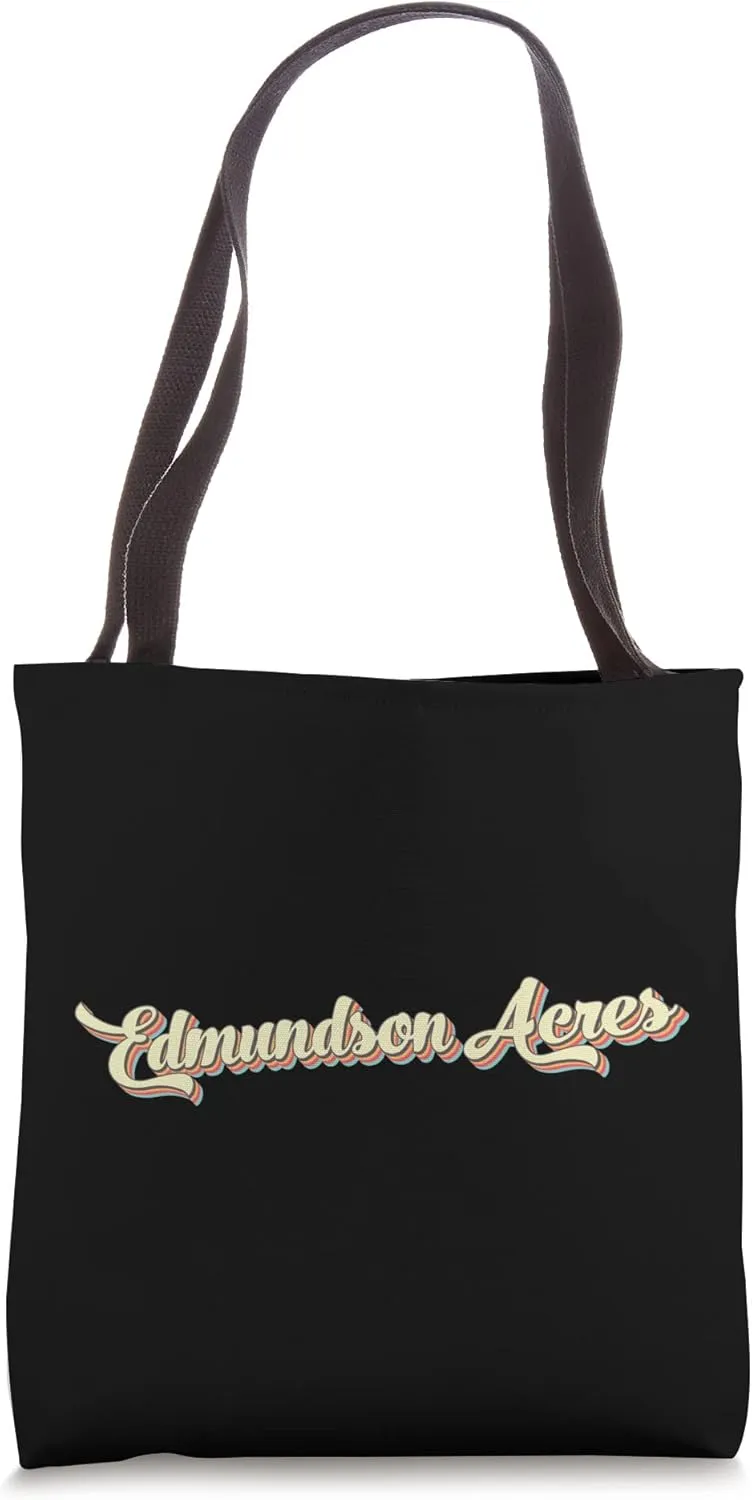 Edmundson Acres TShirt Retro Art Baseball Font Vintage Tote Bag
