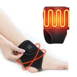 Electric Heated Ankle Wrap, Therapy Heat USB Ankle Warmer Foot Wrap with 3 Temperature Settings for Ankle Sprain, Achilles Tendonitis, Pain Relief, One Size for Left & Right Foot