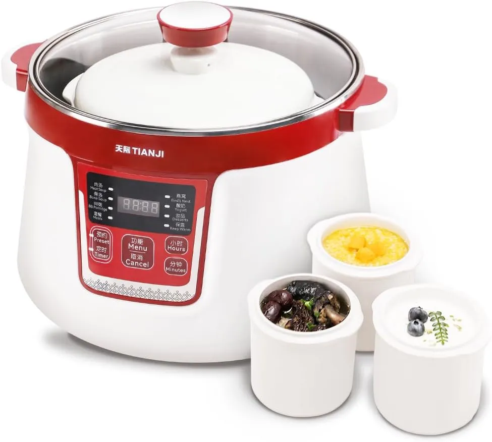 Electric Stew Pot, Ceramic Pot for Soup, Desserts, Bird's Nest, Multiple ceramic liners, DGD32-32CG