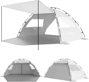 Elegear Beach Tent Sun Shelter with Canopy, 4-5 Person Pop Up Beach Tent, Easy Setup UPF 50  UV Protection Portable Lightweight Double Silver Coating Cabana Sun Shade Shelter - Silver