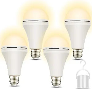 Emergency-Rechargeable-Light-Bulb, Stay Lights Up When Power Failure, 1200mAh15W 80W Equivalent LED Light Bulbs for Home, Camping, Tent (Soft Warm)
