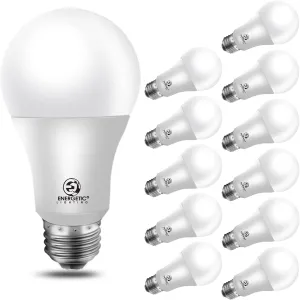 Energetic A19 LED Dimmable Light Bulbs, 100 Watt Equivalent Warm White 3000K 13.5W 1600lm, CRI80 , 15000Hrs, 12-Pack，UL Listed