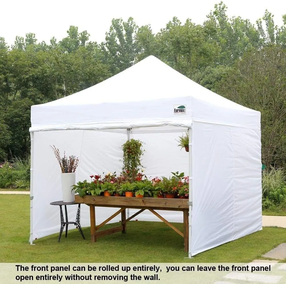 Eurmax USA 10'x10' Pop-up Canopy Tent Commercial Instant Canopies with 4 Removable Zipper End Side Walls and Roller Bag, Bonus 4 SandBags(Beige)