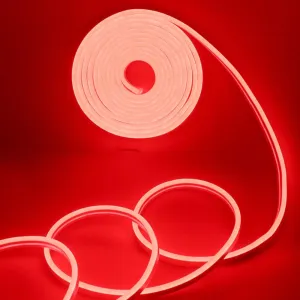 EverBright Red Led Neon Strip Light 12V Silicone Indoor Outdoor 16.4Ft 600SMD Waterproof Flexible for Signboard Bar Home TV Kitchen Bedroom Wedding Event Party Holiday Decoration (No Power Adapter)