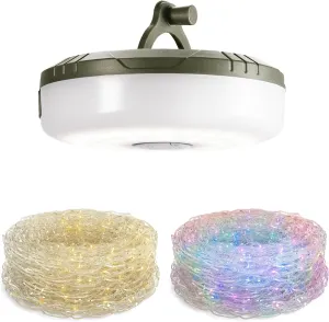 EverBrite Camping String Lights Rechargeable LED Camping Lamp, 29.5FT Outdoor Tent Lights 8 Lighting Modes, USB Charging RGB Modes Hanging Light for Awning Tent/Garden/Party/Christmas Festival Decor