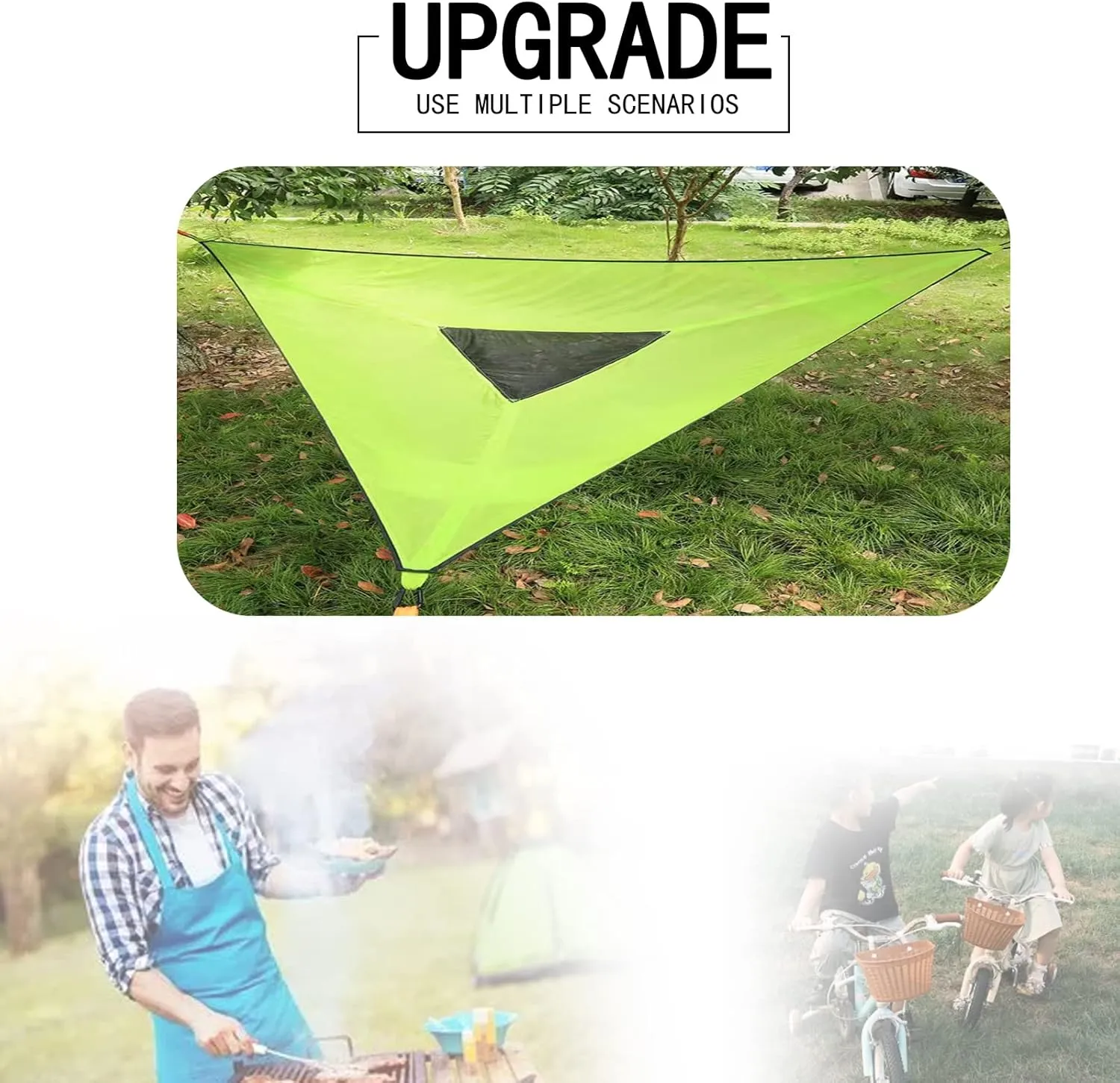 Experience Ultimate Adventure with Our Revolutionary 380cm Multi-Person Aerial Camping Hammock: Triangle Mat with 3-Point Suspension for Tree Houses and Outdoor Fun!-Black||280CM