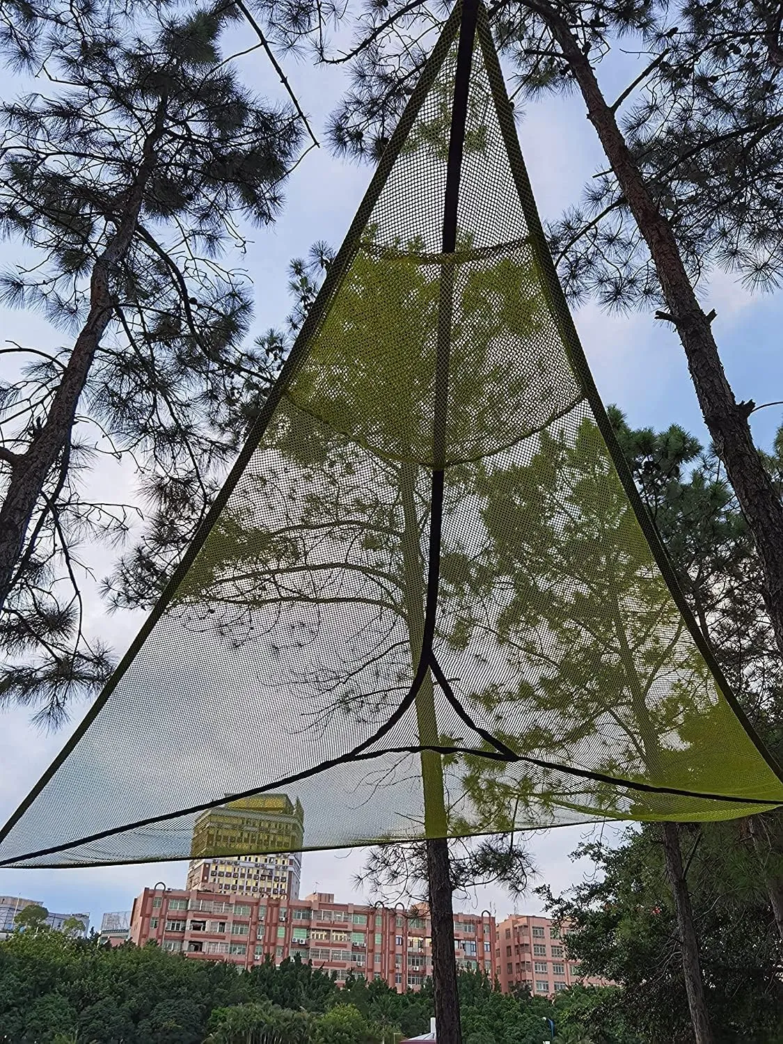 Experience Ultimate Adventure with Our Revolutionary 380cm Multi-Person Aerial Camping Hammock: Triangle Mat with 3-Point Suspension for Tree Houses and Outdoor Fun!-Black||280CM