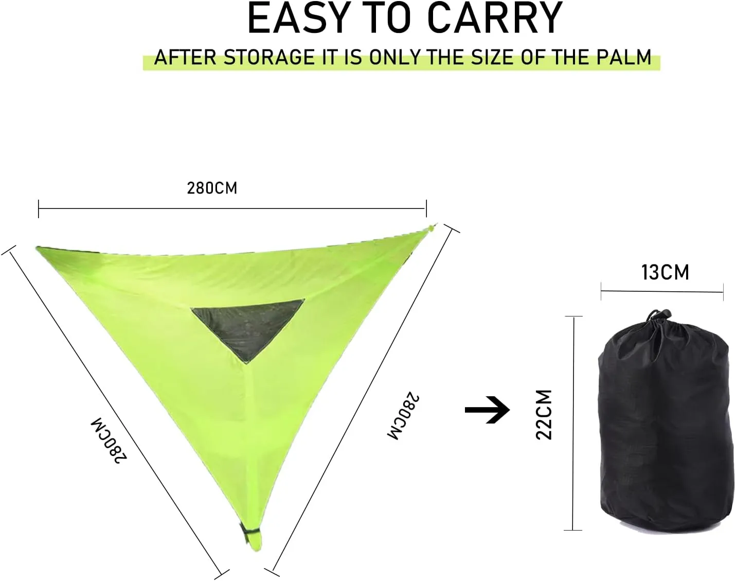 Experience Ultimate Adventure with Our Revolutionary 380cm Multi-Person Aerial Camping Hammock: Triangle Mat with 3-Point Suspension for Tree Houses and Outdoor Fun!-Black||280CM