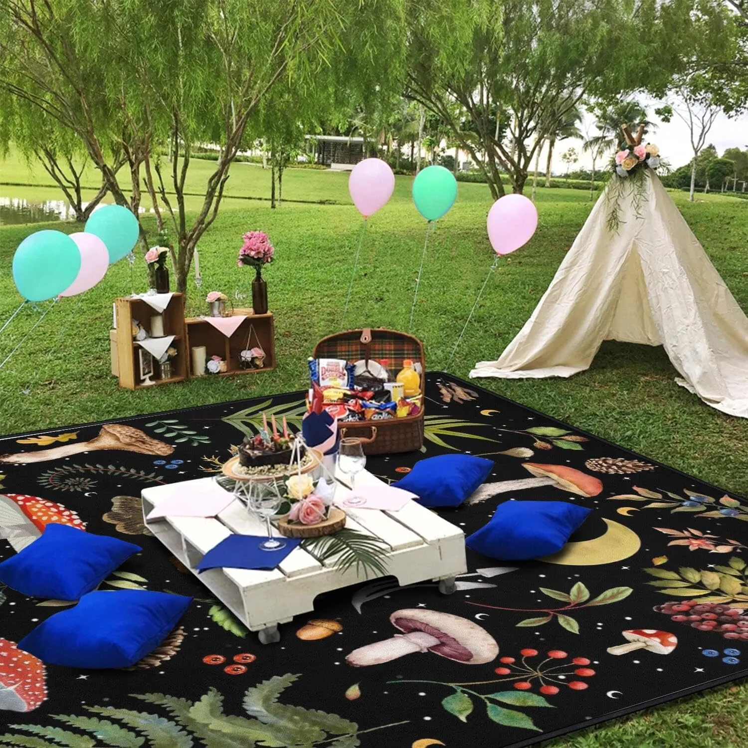 Extra Large Picnic Blankets Waterproof Foldable (60 "x 80") Beach Blanket Waterproof Sandproof,3-Layer Thicking Mat Outdoor Packable Camping Blanket