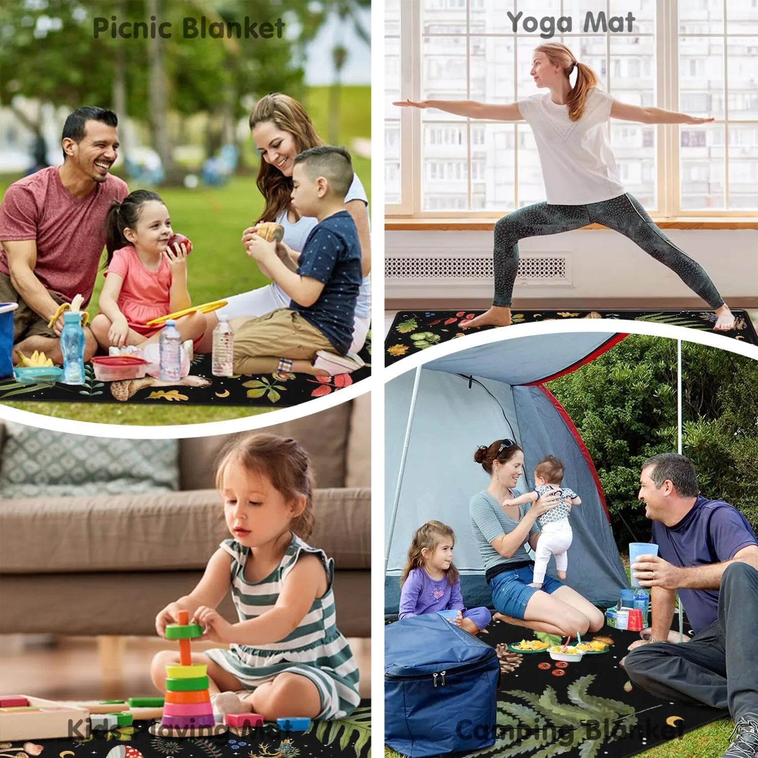 Extra Large Picnic Blankets Waterproof Foldable (60 "x 80") Beach Blanket Waterproof Sandproof,3-Layer Thicking Mat Outdoor Packable Camping Blanket