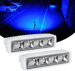 EXZEIT Waterproof Led Boat Lights, Blue Light,2 pc 72W Deck/Dock Marine Lights 4000 LMS 120°Flood Light, 6.3 inch, 12/24 V Led Light Bar (blue light)