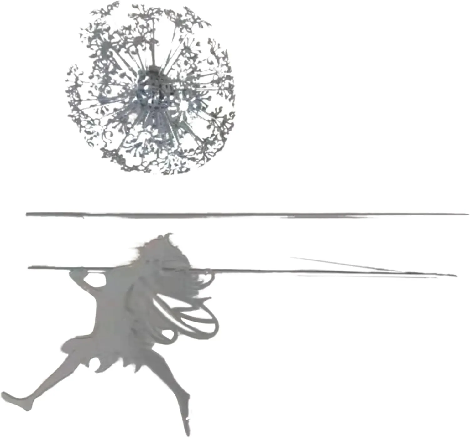 Fairies Wire Dandelion Stainless Garden Art Sculpture Steel Statue, Dancing Fairy Dandelion Garden Ornaments Art Decorations for Outdoor Yard Lawn Patio (B)
