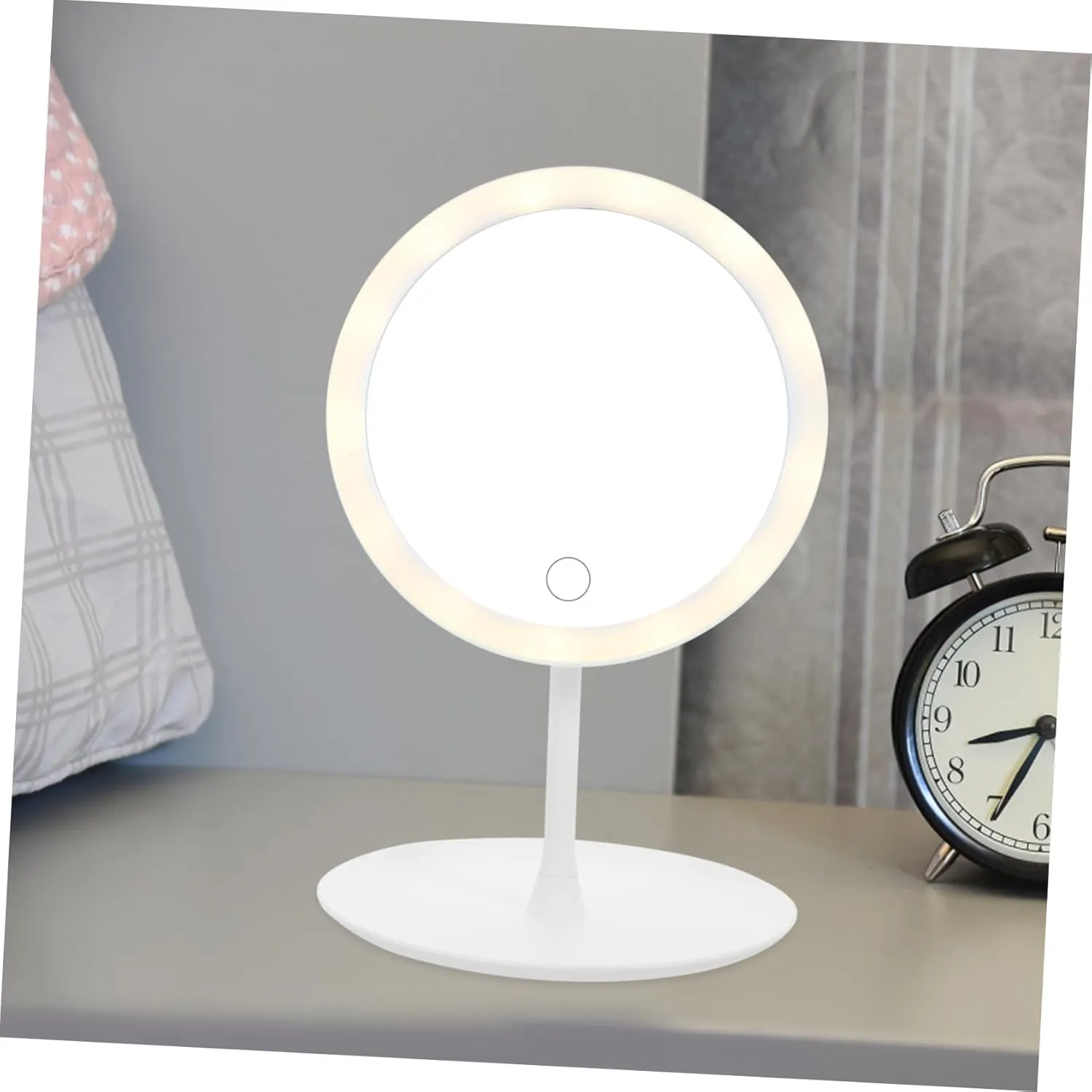 Fashion Portable Chargeable LED Desktop Charge Vanity Mirror White Fashion Make Up Mirror LED Smart Makeup Mirror Shine Chargeable Makeup Mirror Intelligent with Lights LED Mirror