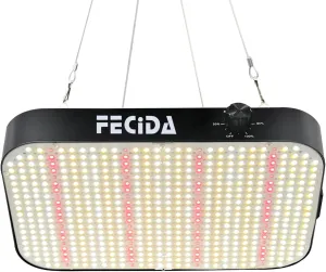 FECiDA LED Grow Light Dimmable 6000 Lumen 65 Watt, 2025 Best Grow Lights for Indoor Plants Full Spectrum, Hanging Seed Starting Seedlings Vegetable Growing Lamps, Daisy Chain Function, Built-in Fan